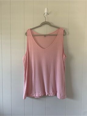 Acting Pro 3X Pink Ribbed Sleeveless Tank Top V-Neck Casual Plus Size